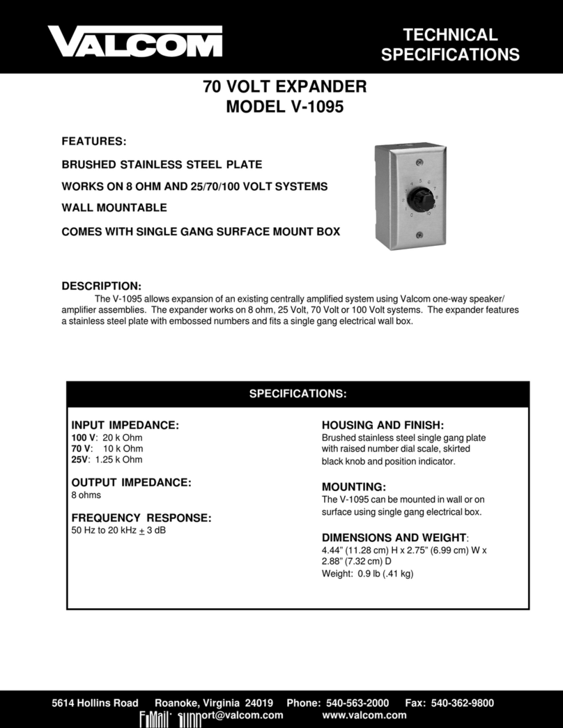 Valcom V-1095 User manual Valcom V-1095 User manual