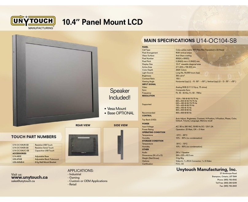 Unytouch U14-OC104-SB Specifications