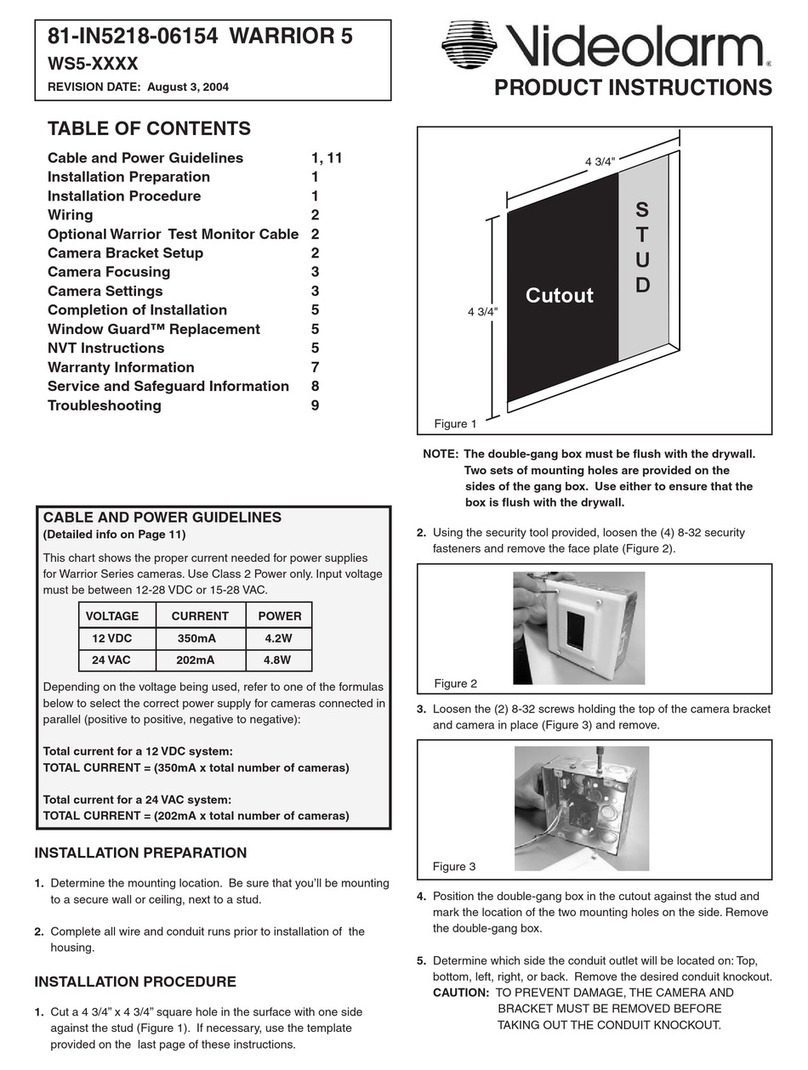 Moog Videolarm WS5-50NF Product instructions