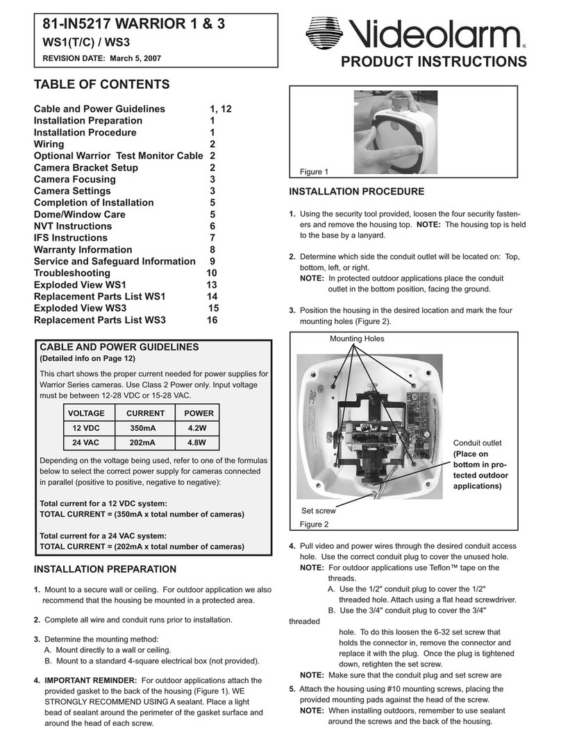 Moog Videolarm WS1C-50NF Instruction sheet