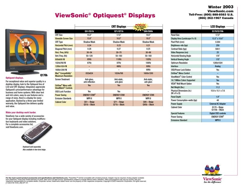 ViewSonic Q71 - Optiquest - 17" CRT Display User manual
