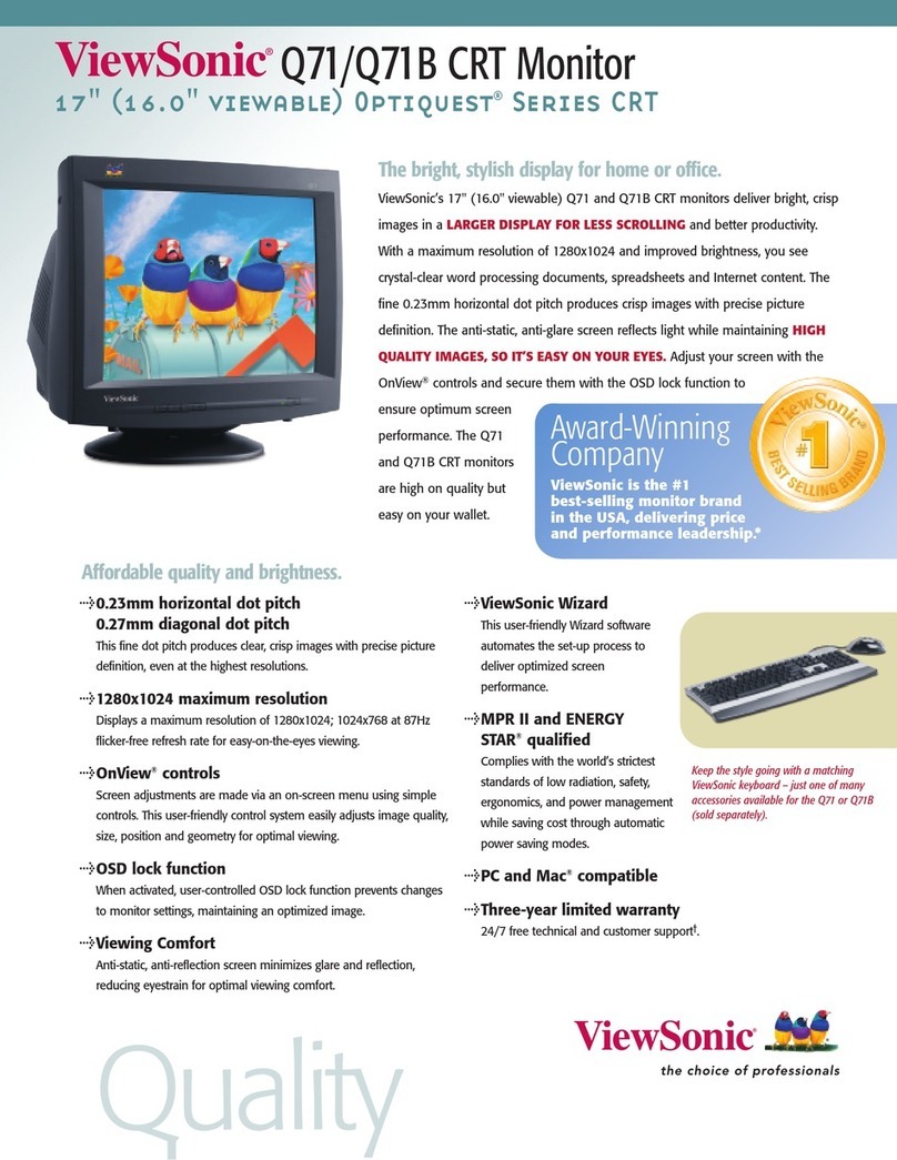 ViewSonic Q71B - Optiquest - 17" CRT Display User manual ViewSonic Q71B - Optiquest - 17" CRT Display User manual