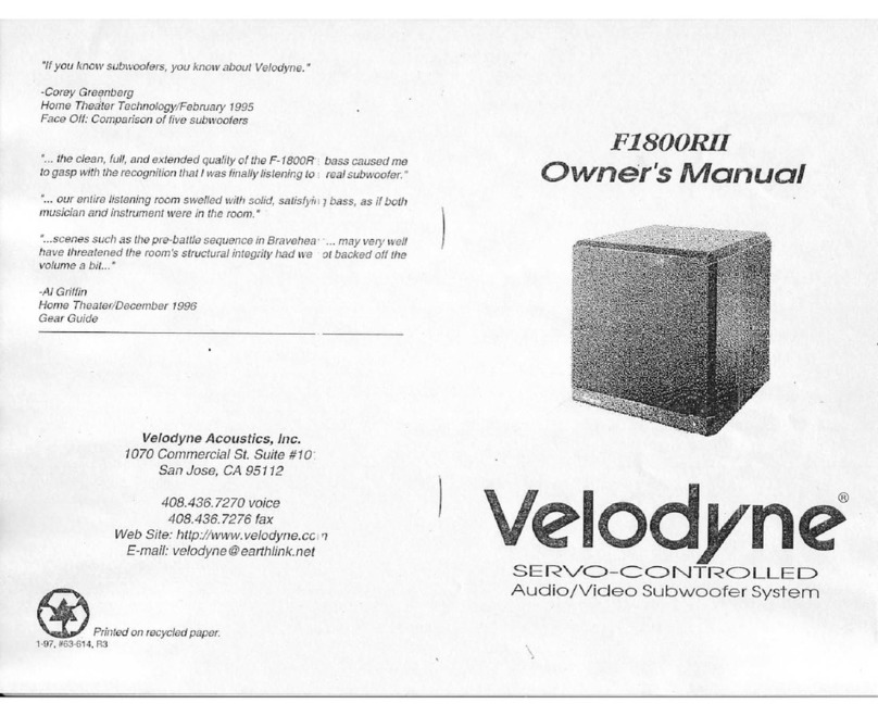 Velodyne F-1800RII User manual