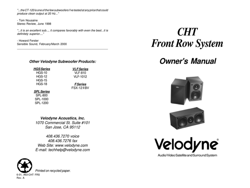 Velodyne HGS-10 owner's manual