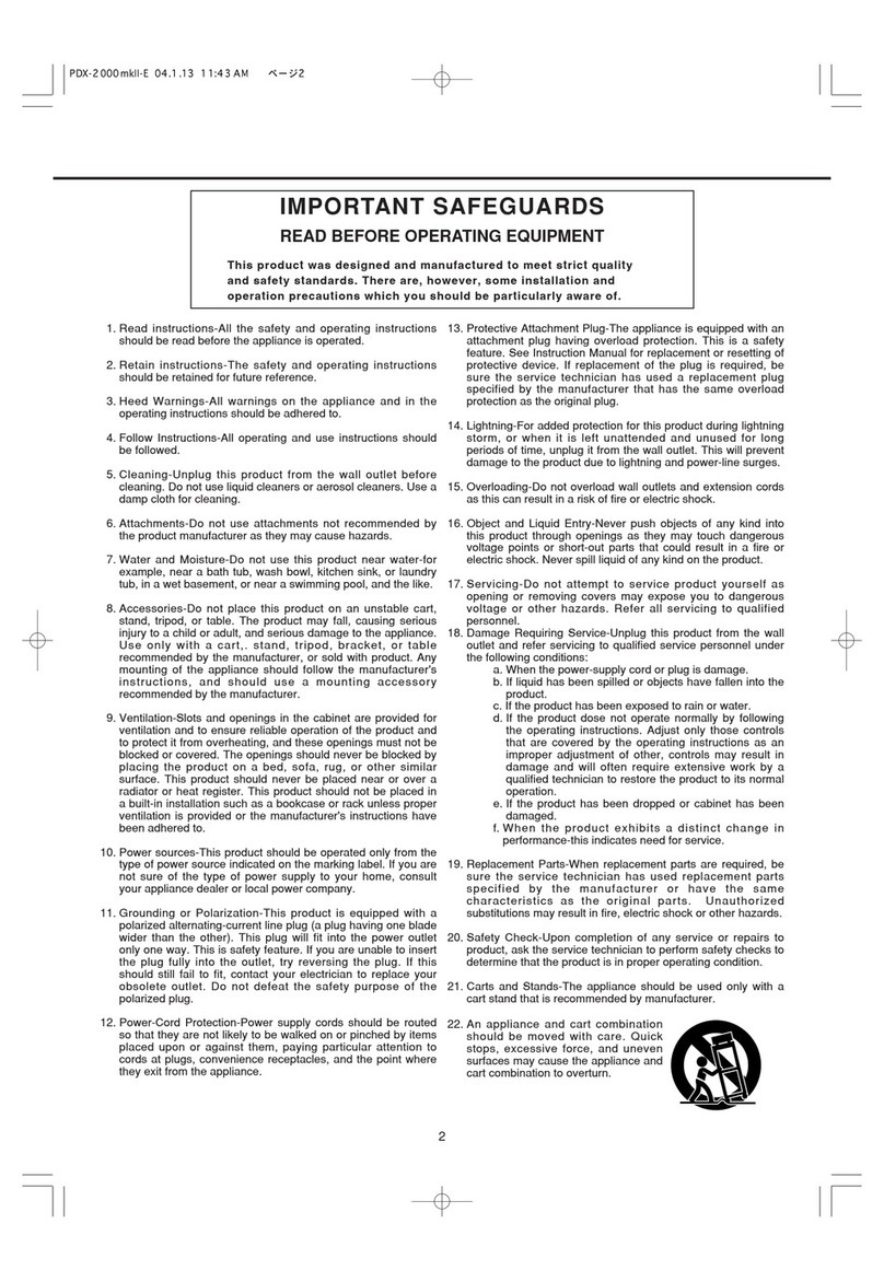 Vestax PDX-2000 User manual Vestax PDX-2000 User manual