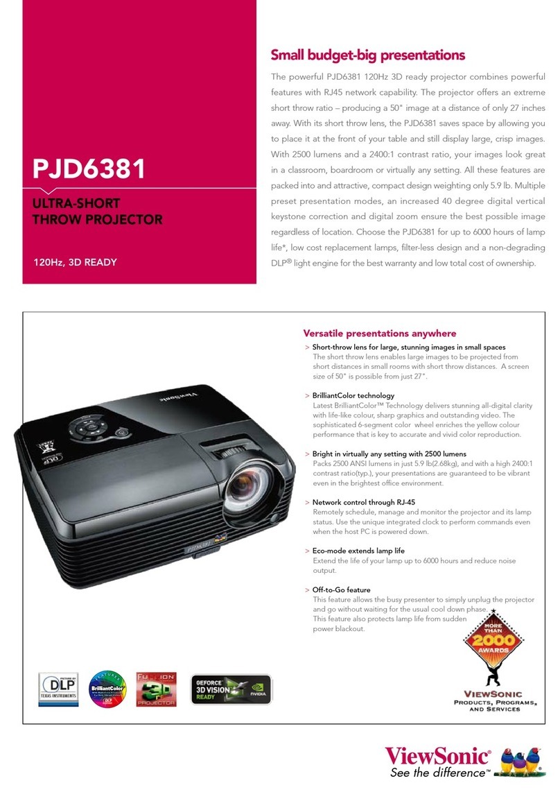 ViewSonic PJD6381 - 2500 Lumens XGA DLP Ultra Short-Throw... Specification sheet