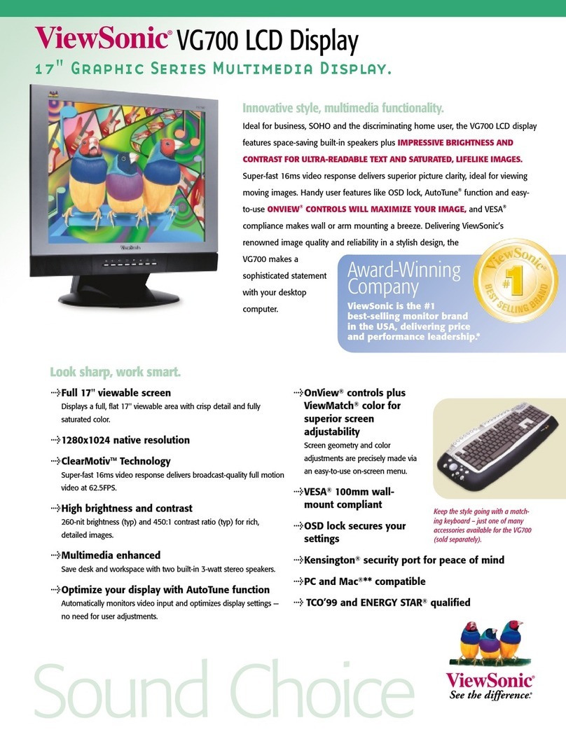 ViewSonic VG700 - 17" LCD Monitor User manual ViewSonic VG700 - 17" LCD Monitor User manual