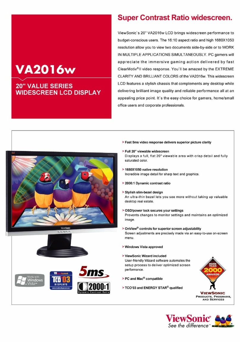 ViewSonic VA2016W - 20" LCD Monitor User manual