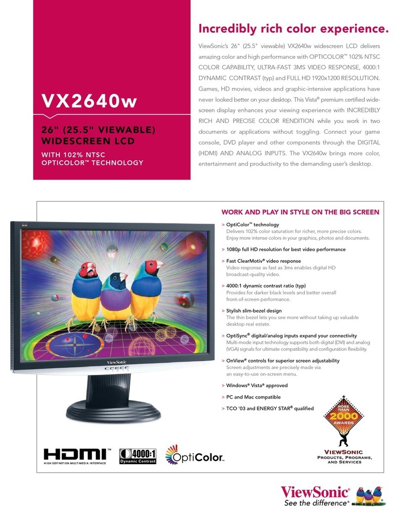 ViewSonic VX2640W - 26" LCD Monitor User manual ViewSonic VX2640W - 26" LCD Monitor User manual