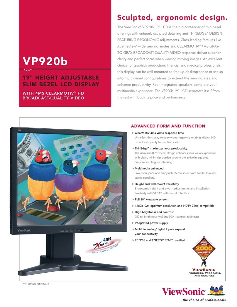 ViewSonic VP920B - ThinEdge - 19" LCD Monitor User manual ViewSonic VP920B - ThinEdge - 19" LCD Monitor User manual