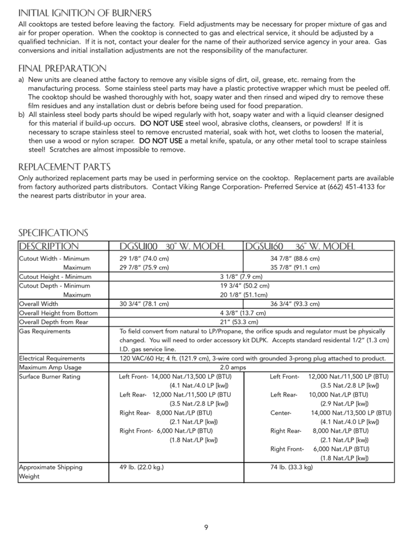 Viking DGSU100 Installation information