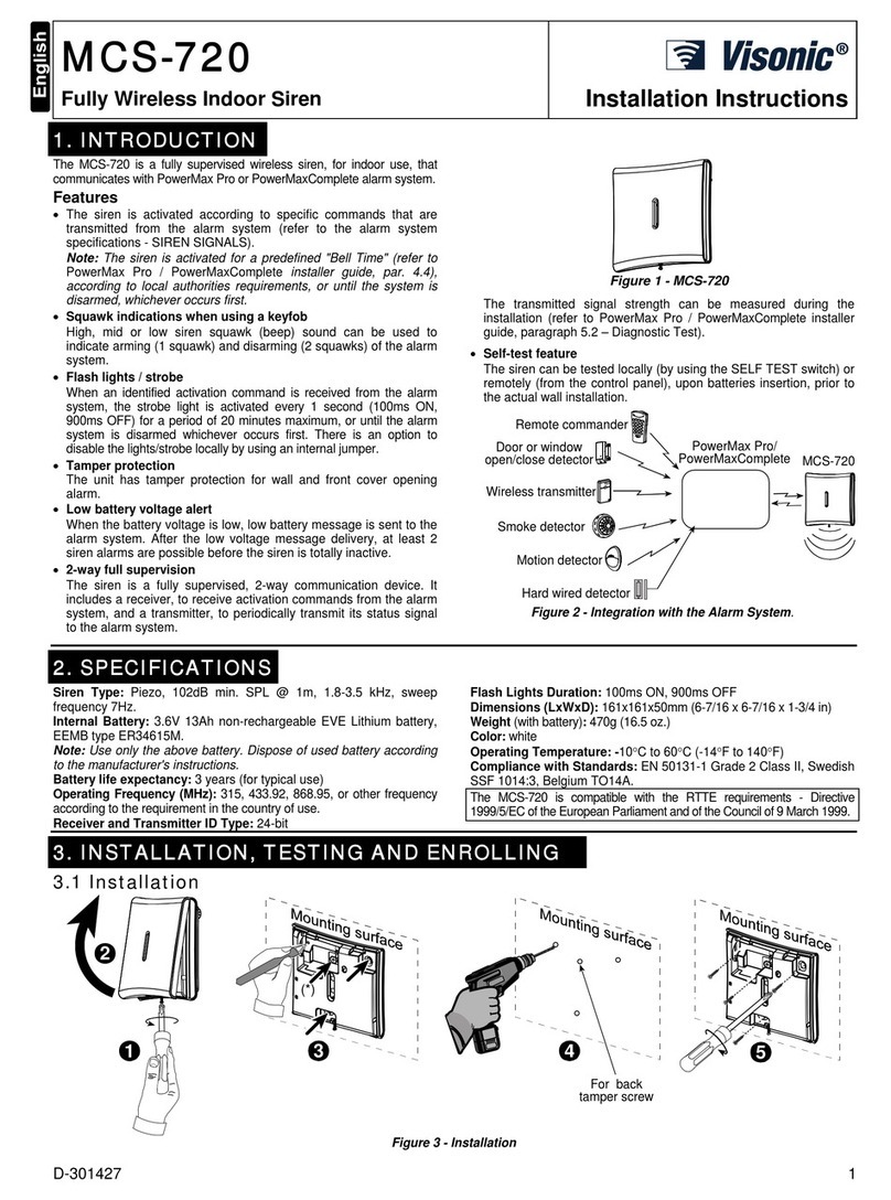 Visonic MCS-720 User manual