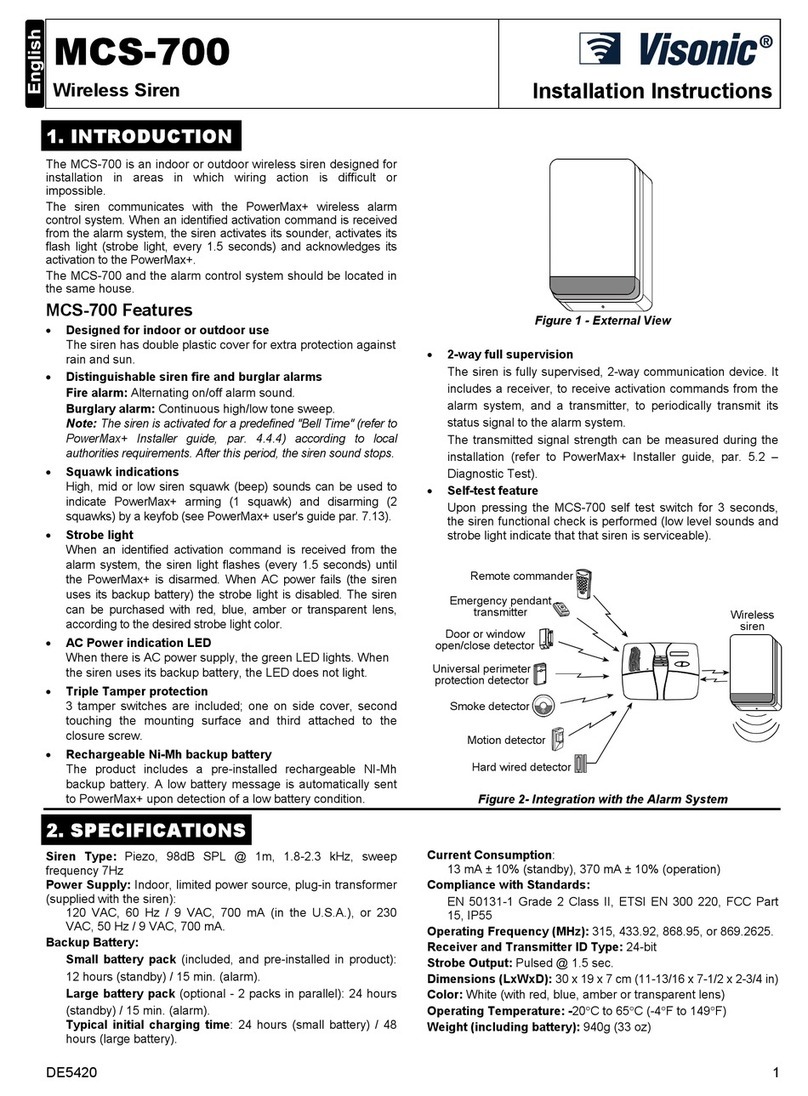 Visonic MCS-700 installation instructions