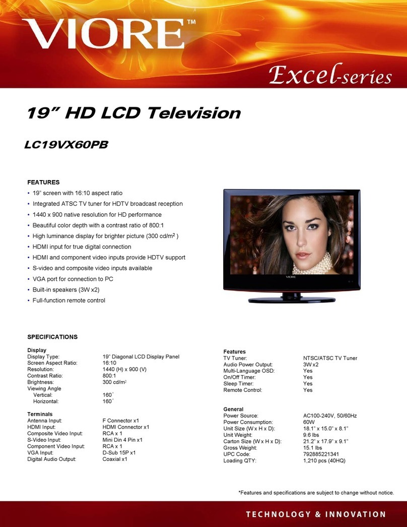 VIORE LC19VX60PB Specifications