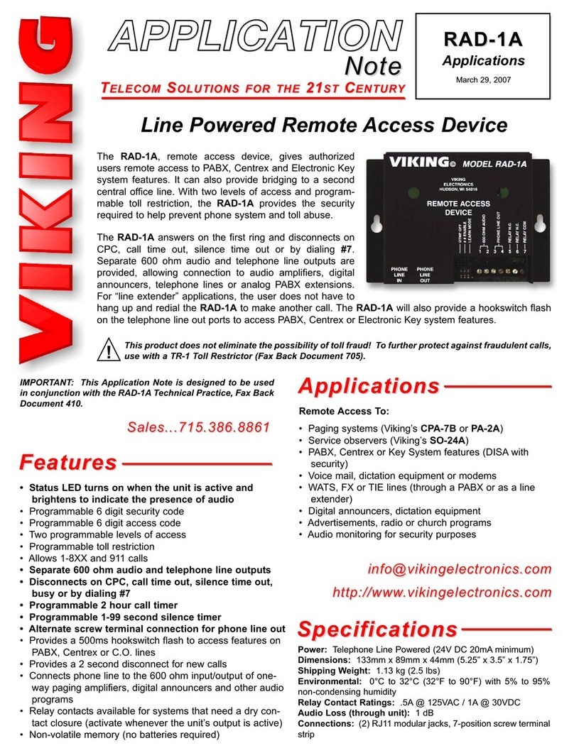 Viking RAD-1A Installation and operating instructions
