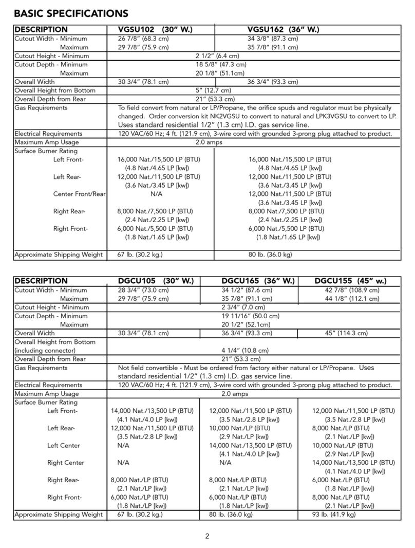 Viking DGCU165 Specifications