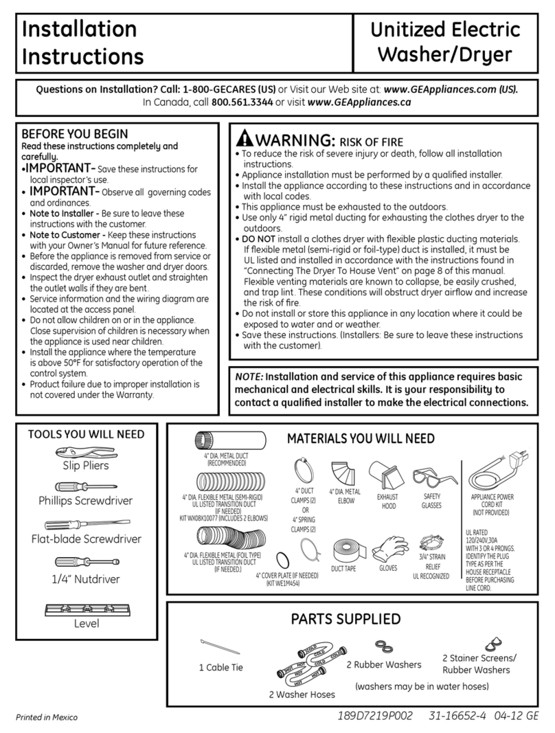 GE GTUN275EMWW User manual