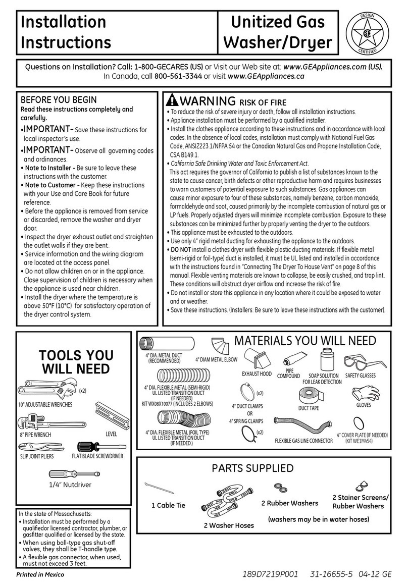GE GTUN275GMWW User manual