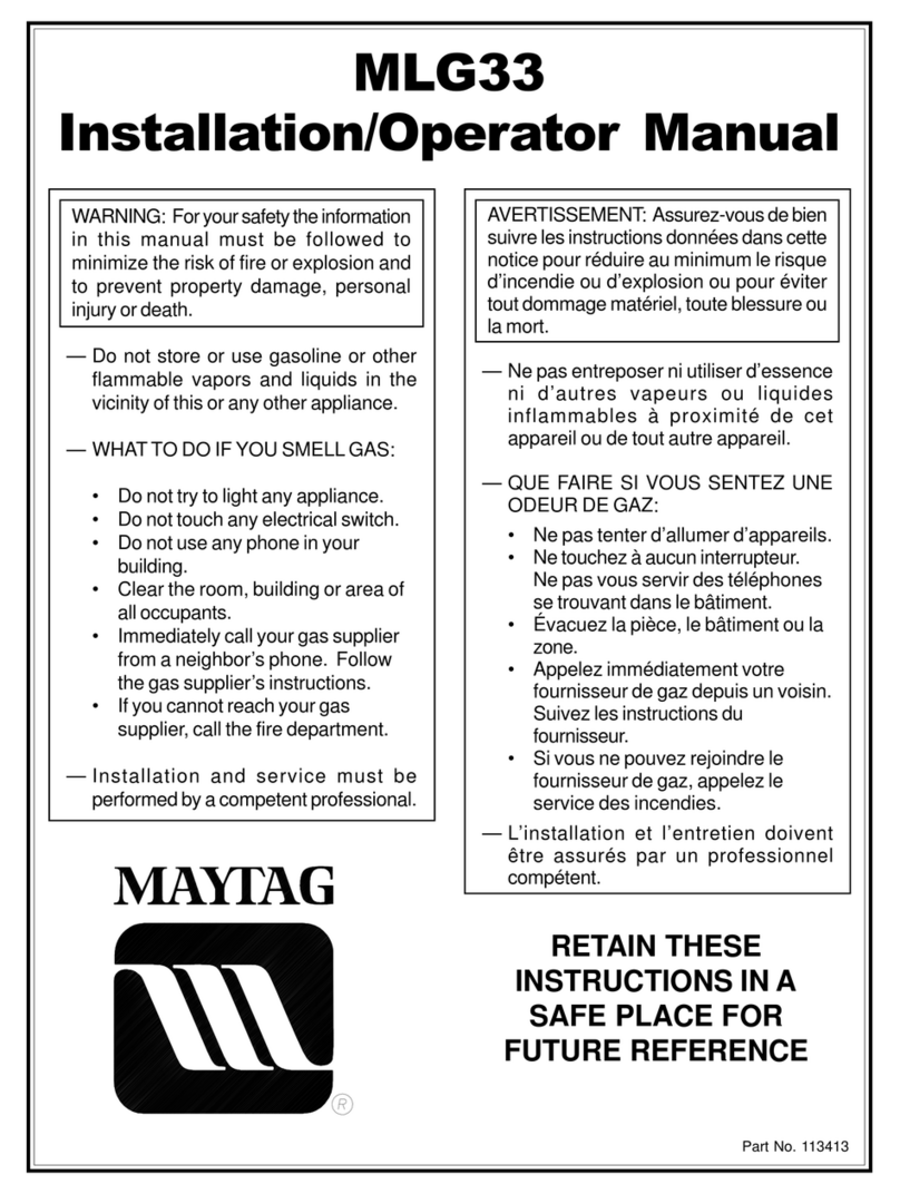 Maytag MLG33PDAWW Installation & operator's manual