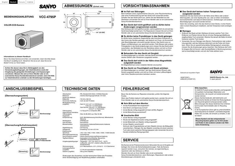 Sanyo VCC-4795P Quick start guide