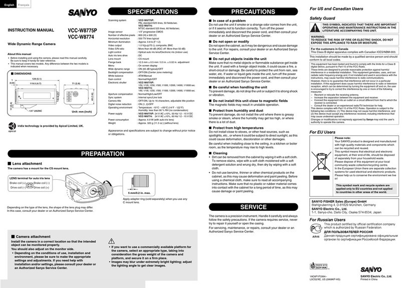 Sanyo VCC-W8775P instruction manual