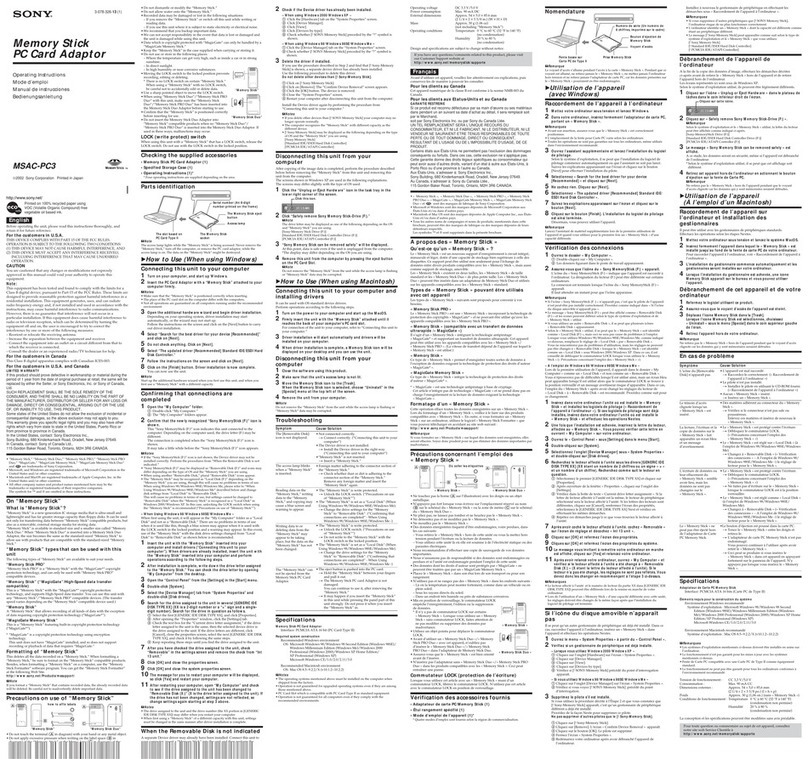 Sony MSAC-PC3 operating instructions