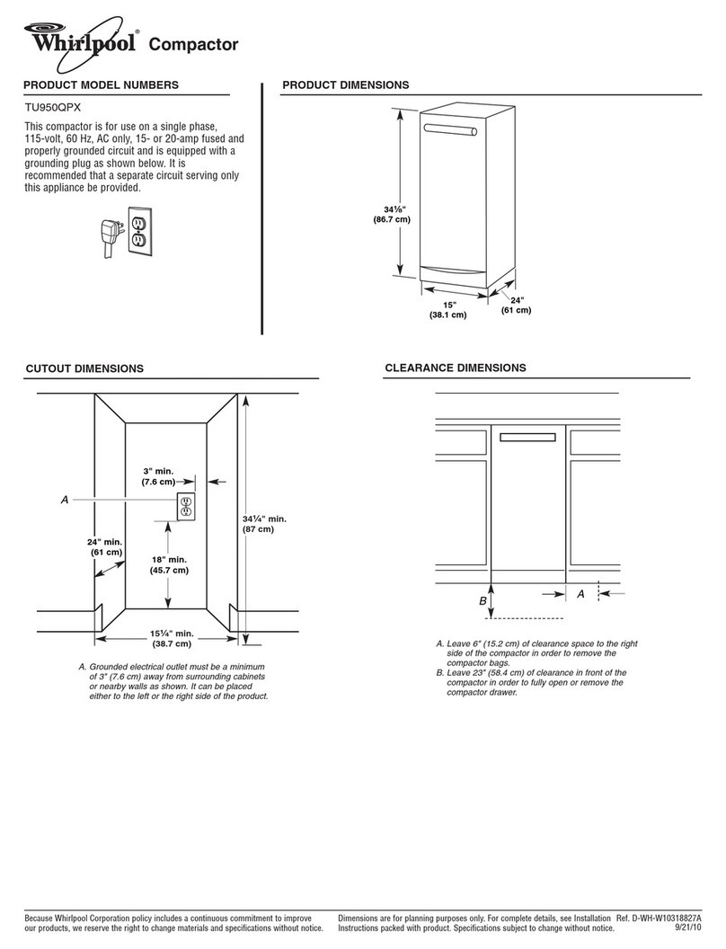 Whirlpool  TU950QPXS Dimension Guide