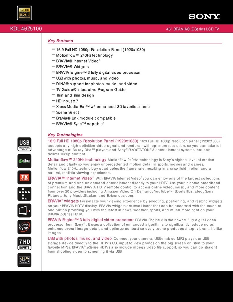 Sony BRAVIA KDL-46Z5100 User manual