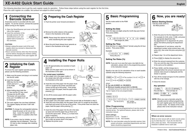 Sharp XE-A402 quick start guide