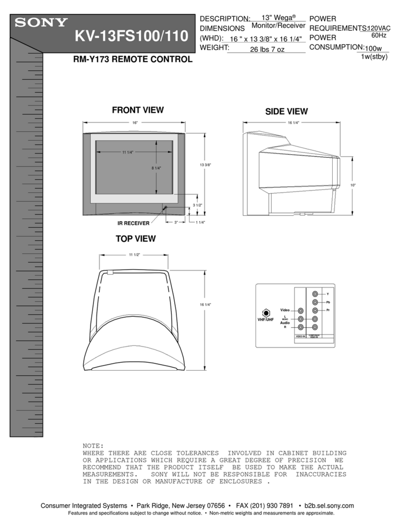 Sony KV-13FS100 - 13" Fd Trinitron Wega Tv User manual