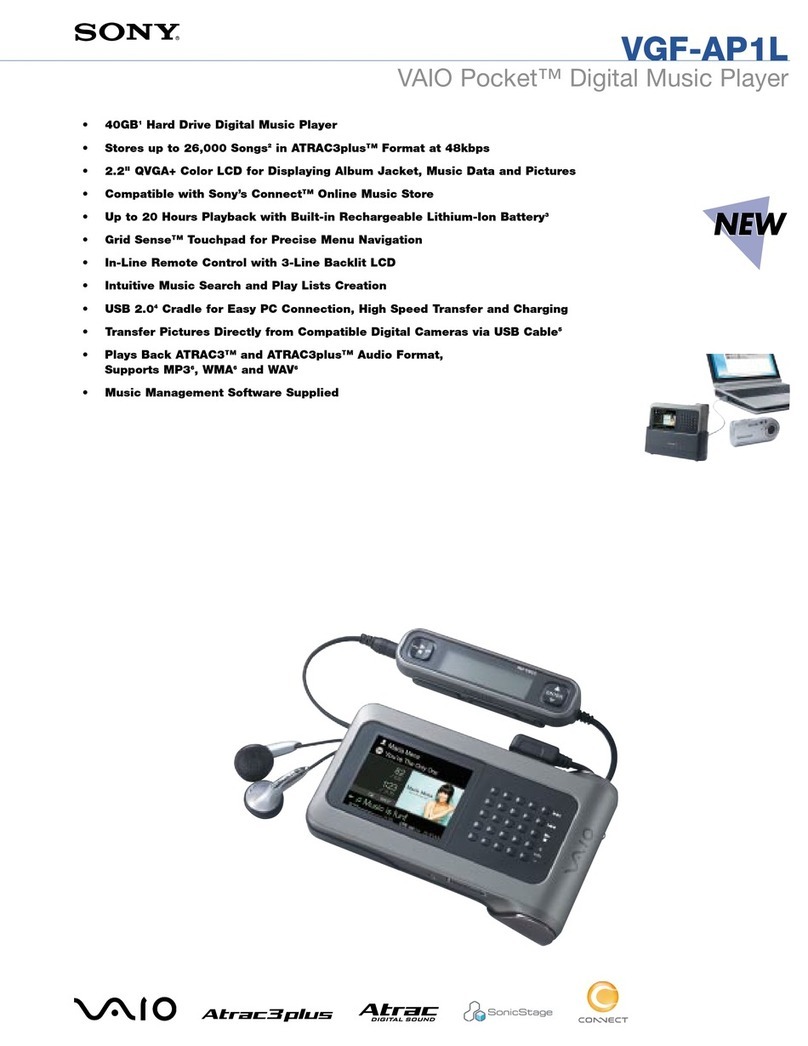 Sony VGF-AP1L - Vaio Pocket Digital Music Player User manual