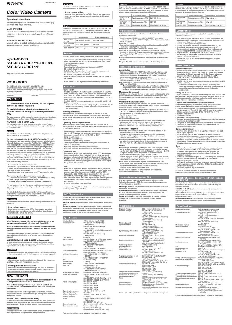 Sony SSC-DC174 User manual Sony SSC-DC174 User manual