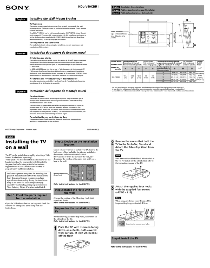 Sony BRAVIA XBR KDL-V40XBR1 User manual Sony BRAVIA XBR KDL-V40XBR1 User manual