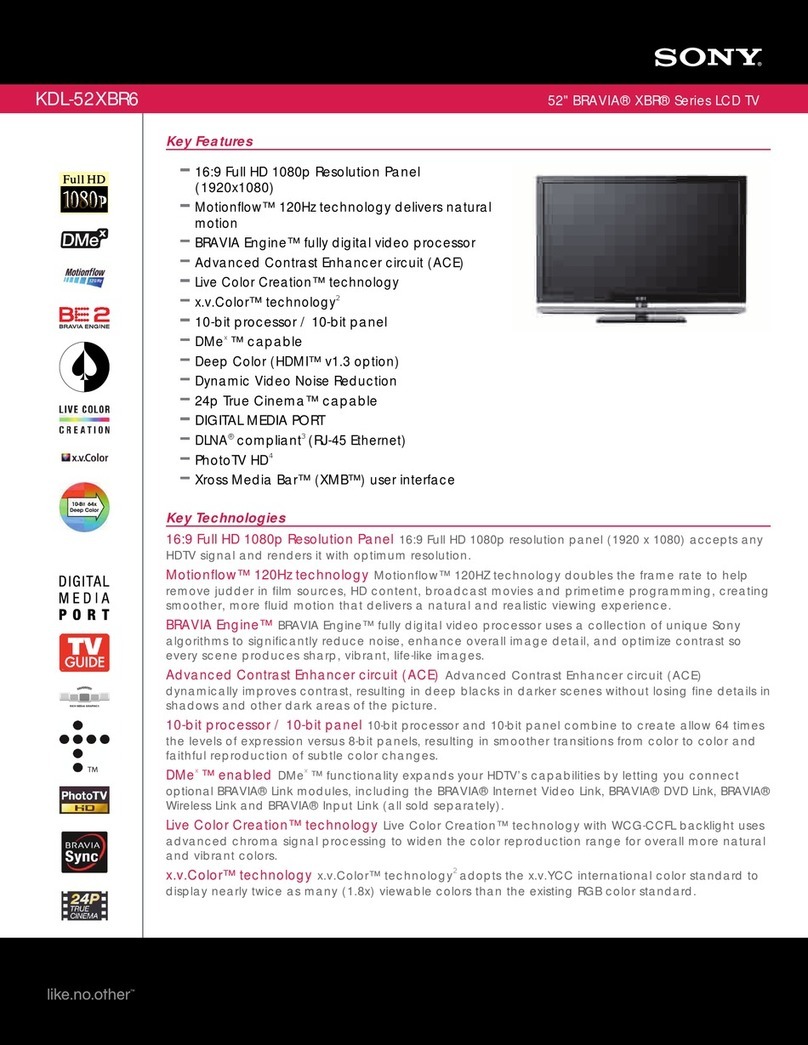 Sony BRAVIA KDL-52XBR6 Specifications
