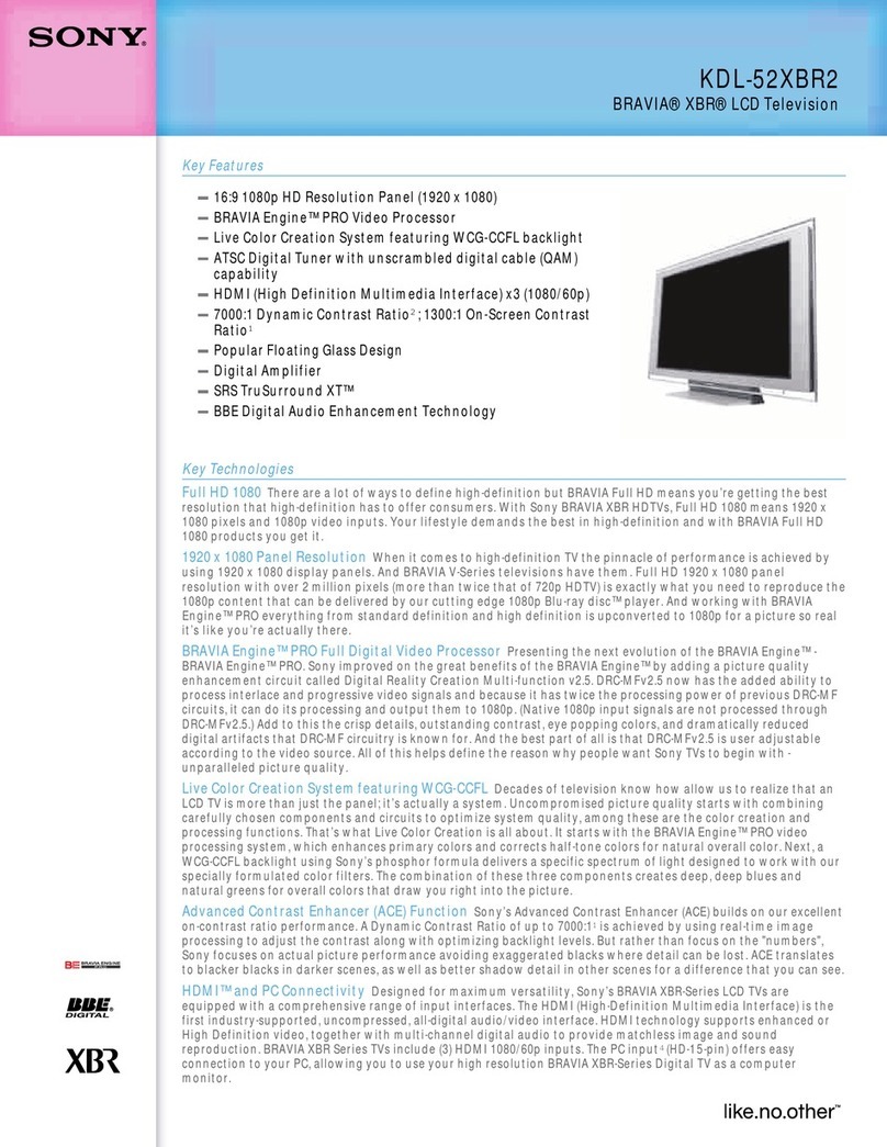 Sony BRAVIA KDL-52XBR2 User manual