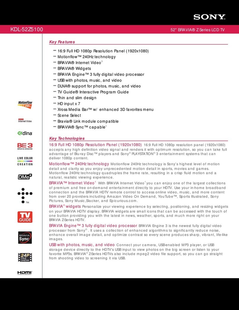 Sony BRAVIA KDL-52Z5100 User manual
