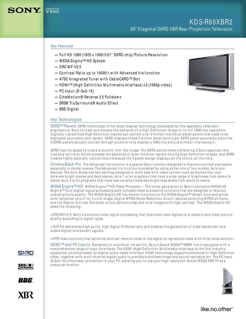 Sony GRAND WEGA KDS-R60XBR2 User manual