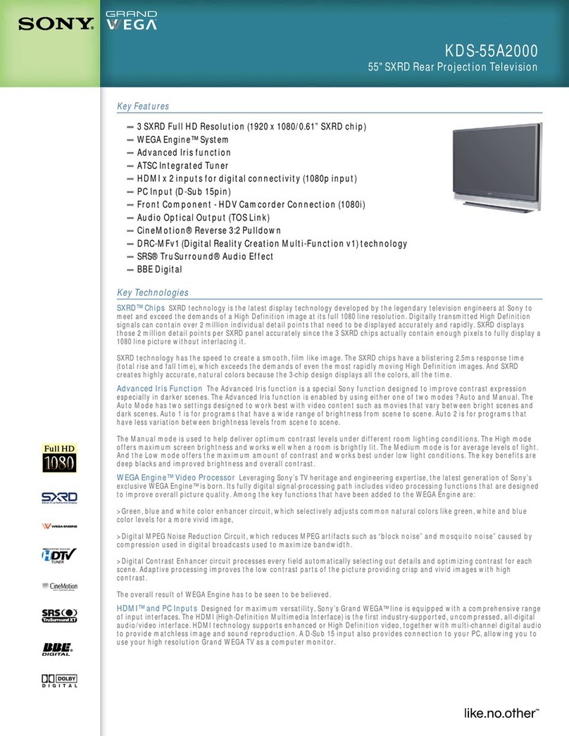 Sony WEGA Grand KDS-55A2000 User manual Sony WEGA Grand KDS-55A2000 User manual