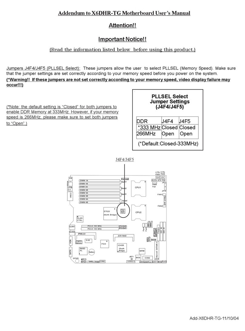 Supermicro Super X6DHR-TG Installation and operating instructions