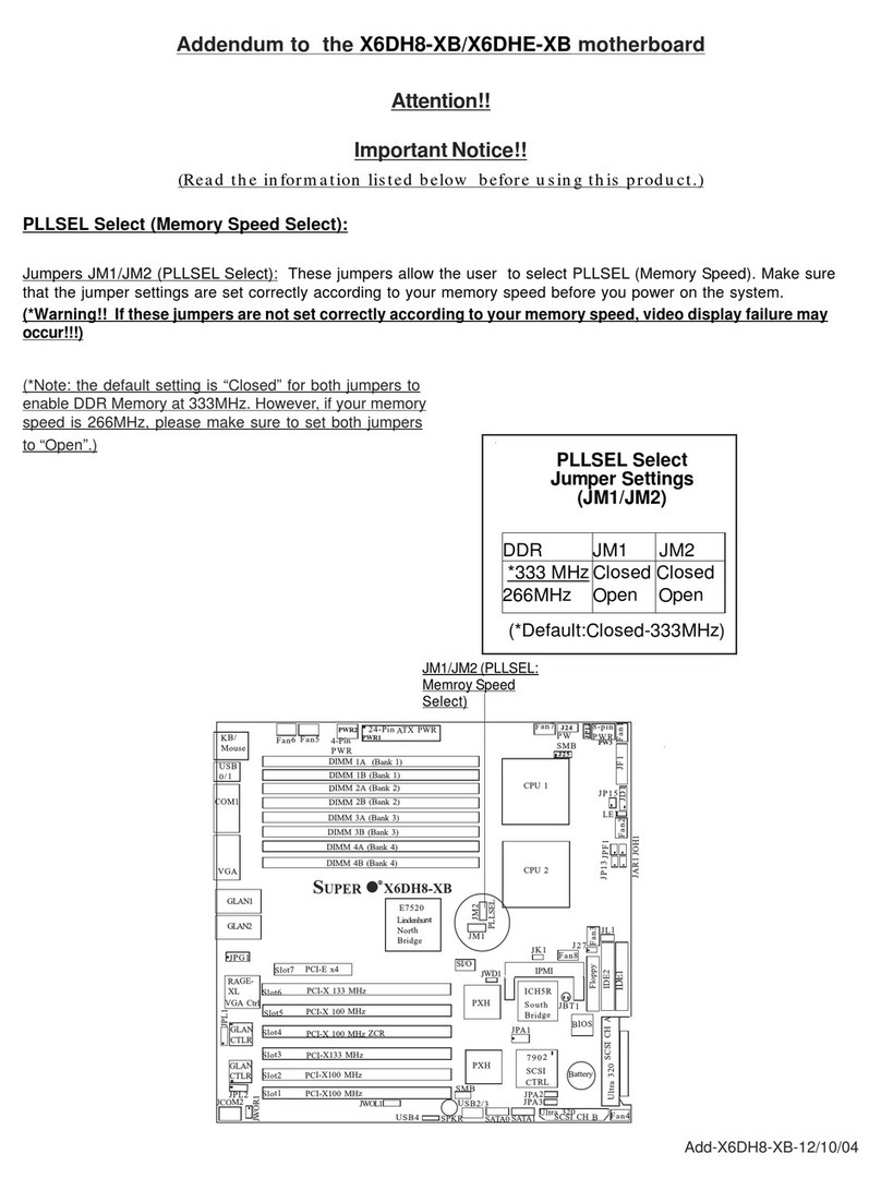 Supermicro X6DH8-XB Installation and operating instructions
