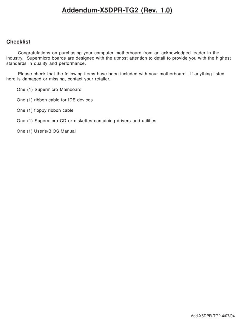 Supermicro X5DPR-TG2 Addendum manual
