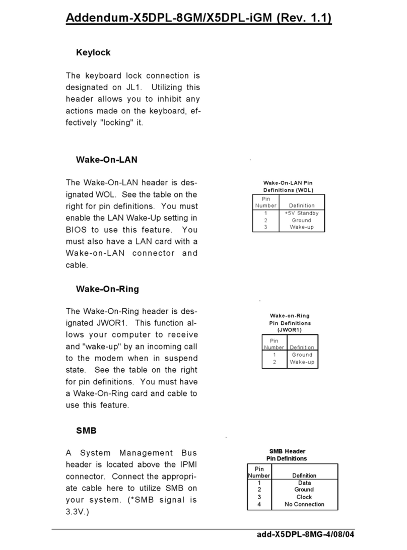 Supermicro SUPER X5DPL-8GM Addendum manual