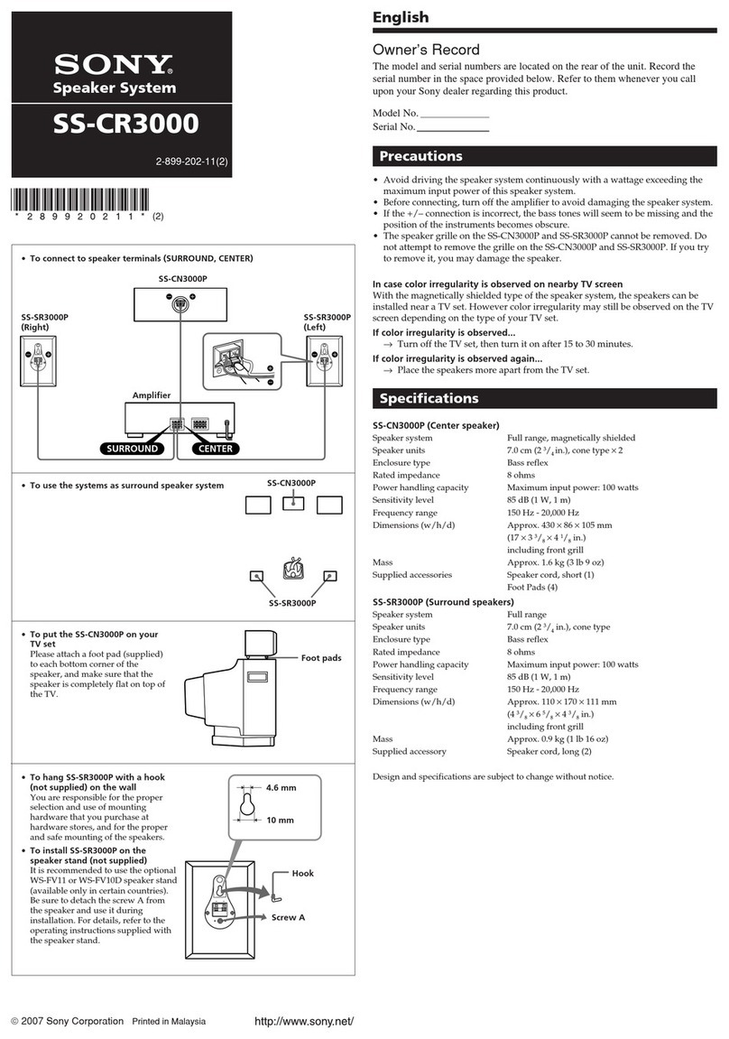 Sony SS-CR3000 Owner's record
