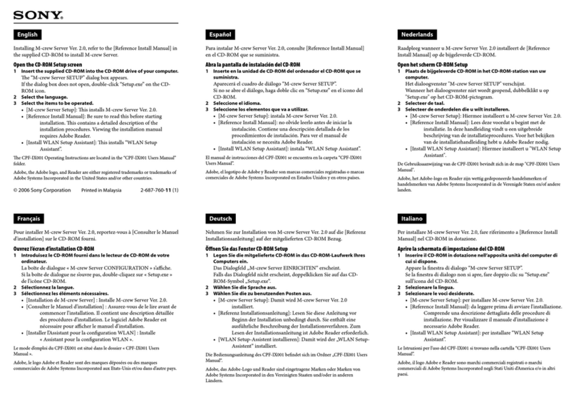 Sony CPF-IX001 - Wireless PC-Linked Audio System installation guide Sony CPF-IX001 - Wireless PC-Linked Audio System installation guide