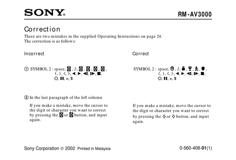 Sony RM-AV3000 Operator's manual Sony RM-AV3000 Operator's manual