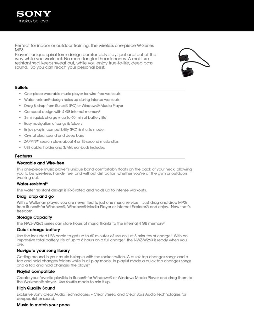 Sony Walkman NWZ-W263 Specifications
