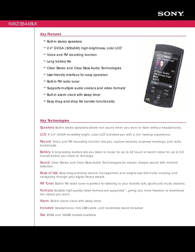 Sony NWZ-S544 - 8gb Walkman Digital Music Player User manual Sony NWZ-S544 - 8gb Walkman Digital Music Player User manual