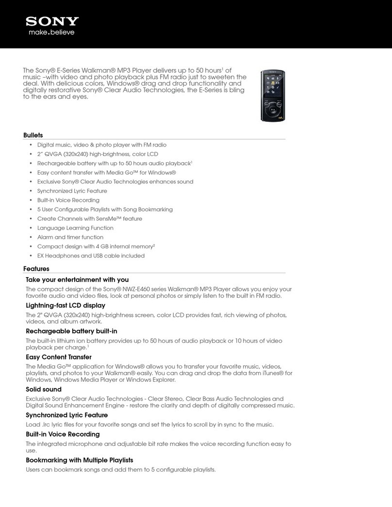 Sony Walkman NWZ-E463 Specifications