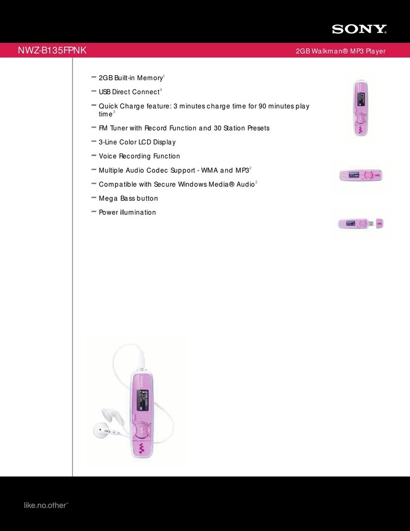Sony NWZ-B135F - Walkman - 2 GB Digital Player User manual Sony NWZ-B135F - Walkman - 2 GB Digital Player User manual