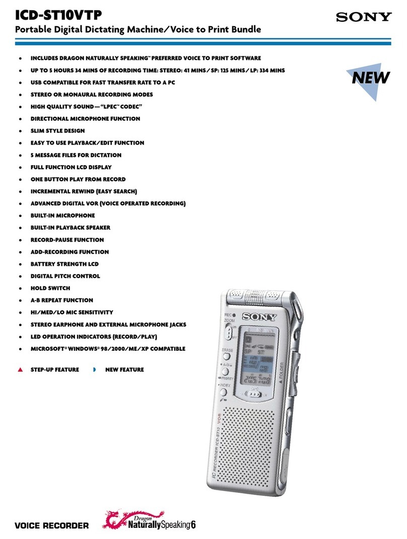 Sony ICD-ST10VTP - Icd Recorder User manual